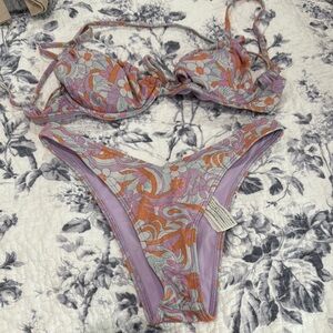 Hollister Purple and Orange Bikini Top